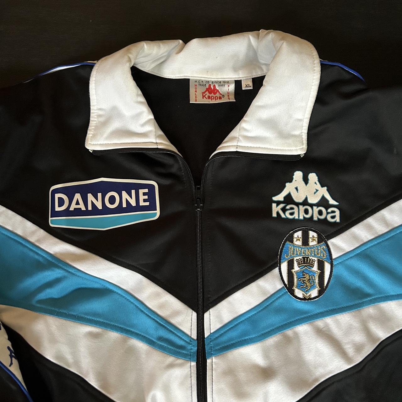 Vintage Juventus black and blue Kappa Danone | Depop