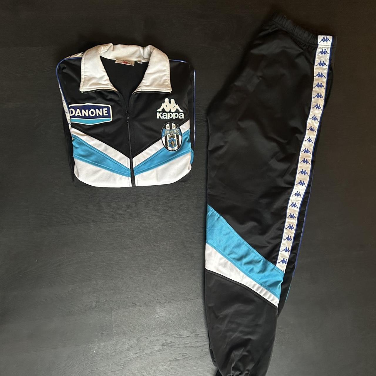 Vintage Juventus black and blue Kappa Danone | Depop