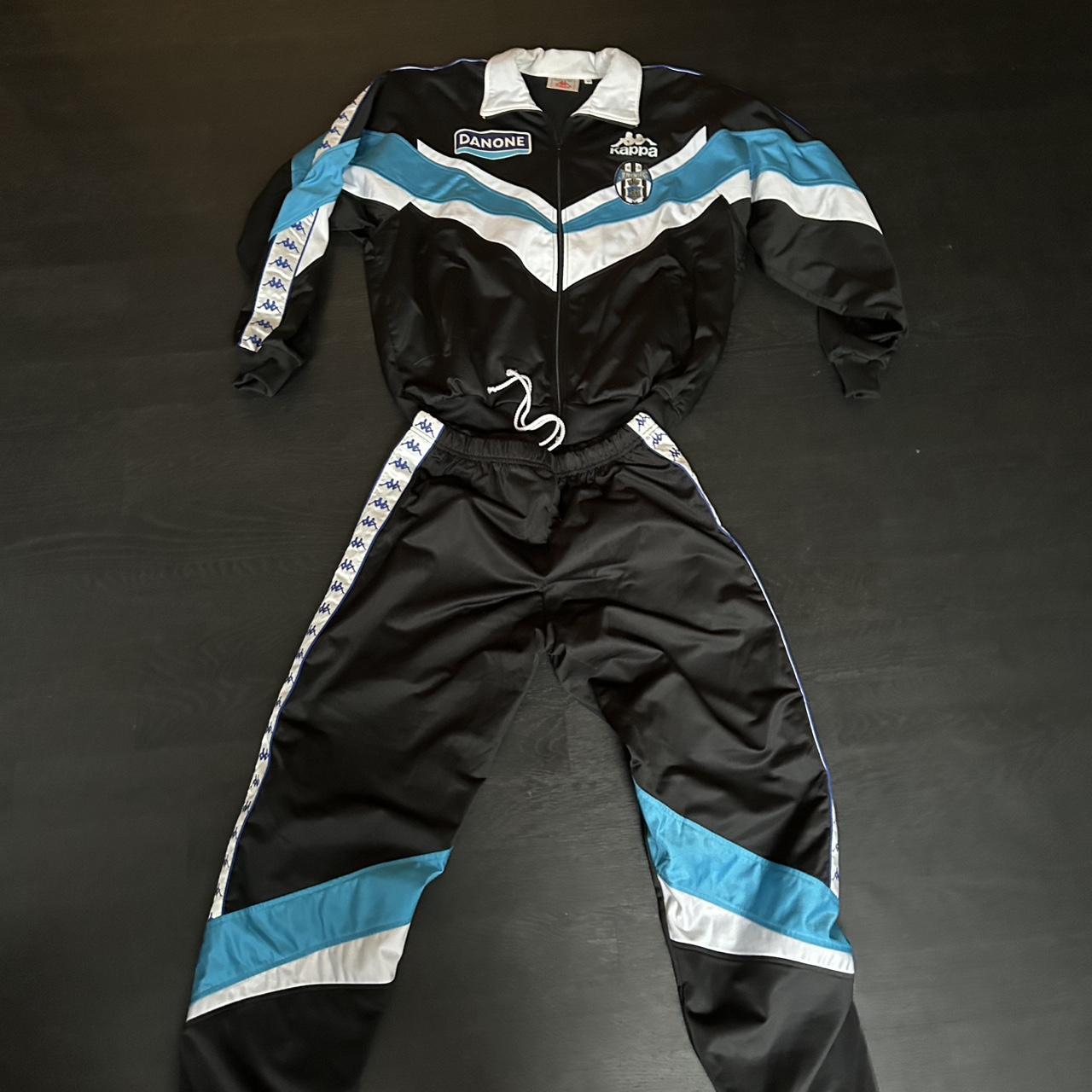 Vintage Juventus black and blue Kappa Danone | Depop
