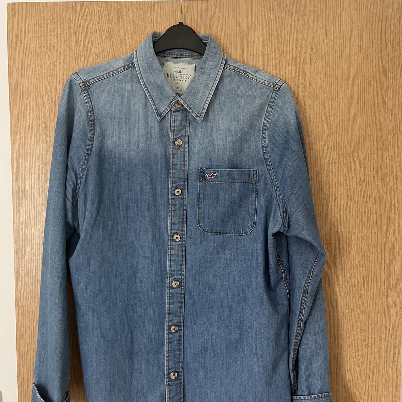 HOLLISTER DENIM SHIRT SIZE XL WORN A FEW... - Depop