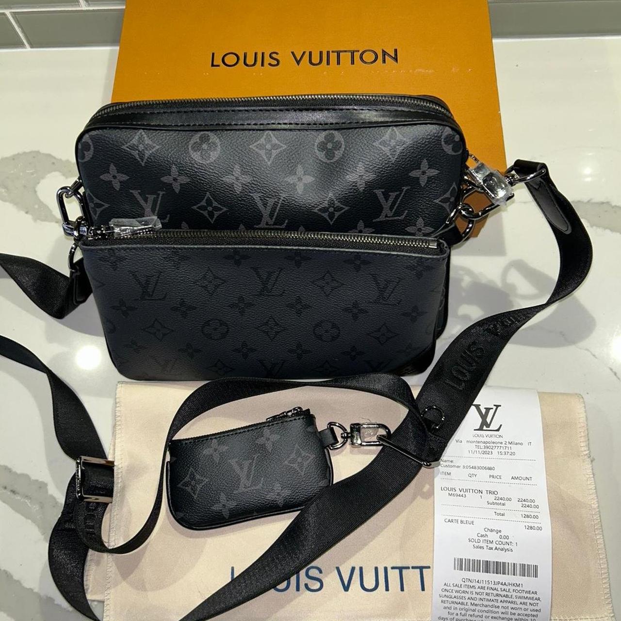 Black Leather Louis Vuitton Messenger Bag. Slightly... - Depop