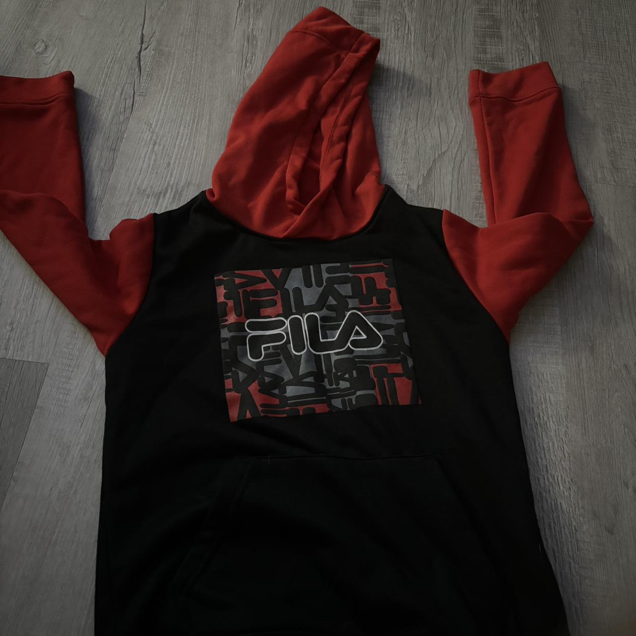 Black and red fila hoodie hotsell