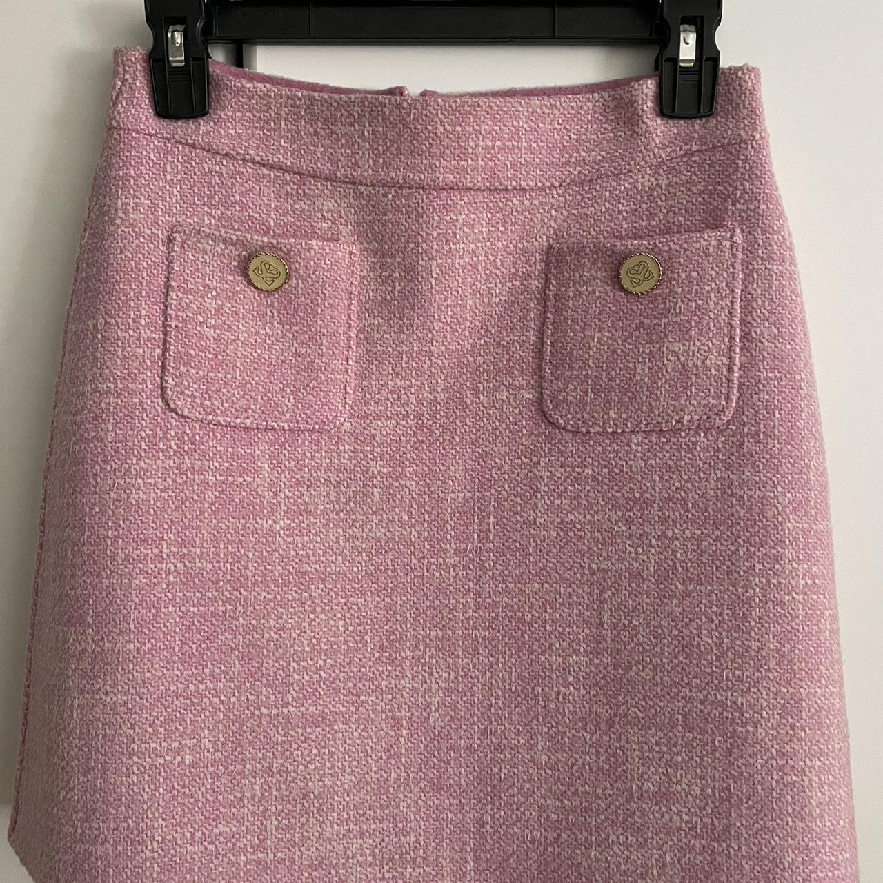 Pink Sandro tweed mini skirt - Depop