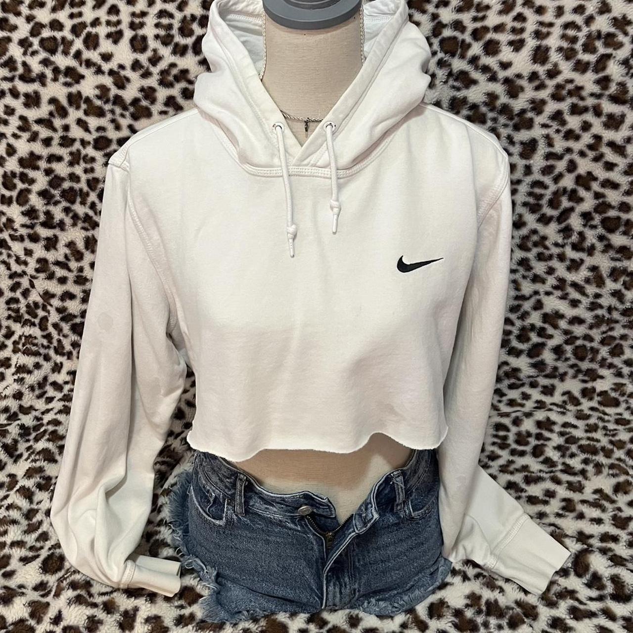 white nike crop top hoodie