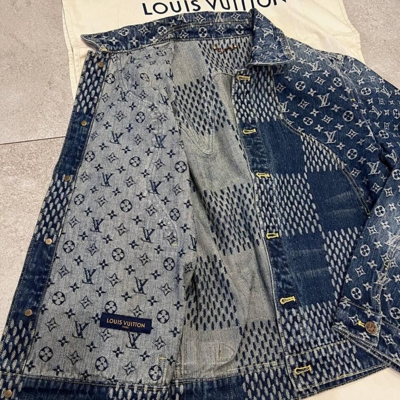 Louis Vuitton navy blue monogram bomber jacket coat - Depop