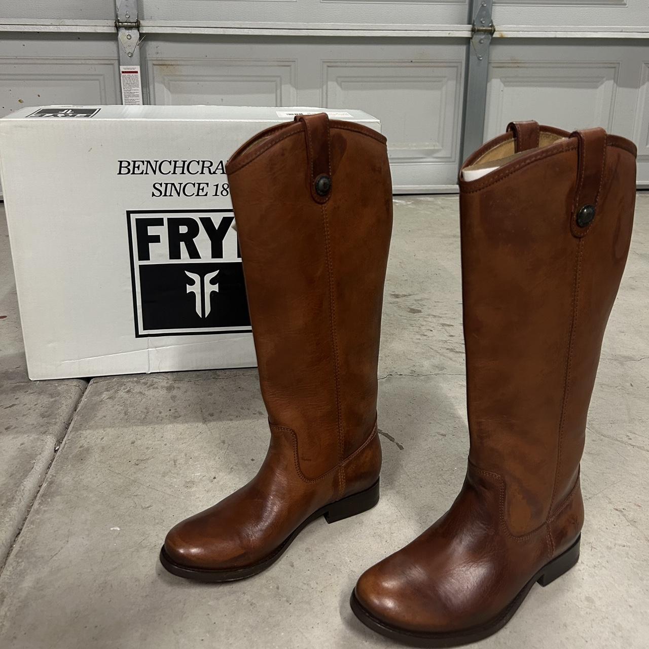 Frye melissa button hot sale 2 cognac