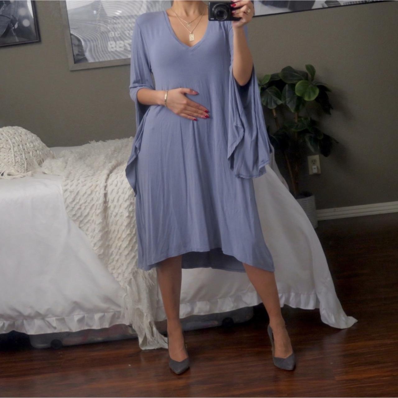 BCBGMaxAzria Draped Vneck Bell Sleeve Midi Depop