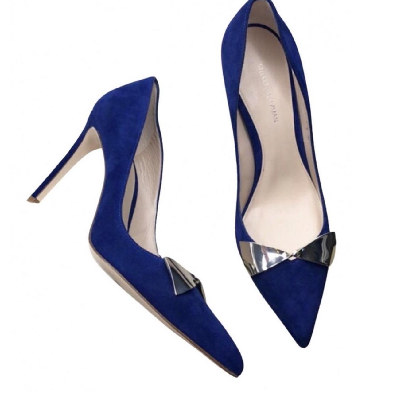 Stuart Weitzman Women's Blue and Silver Footwear | Depop