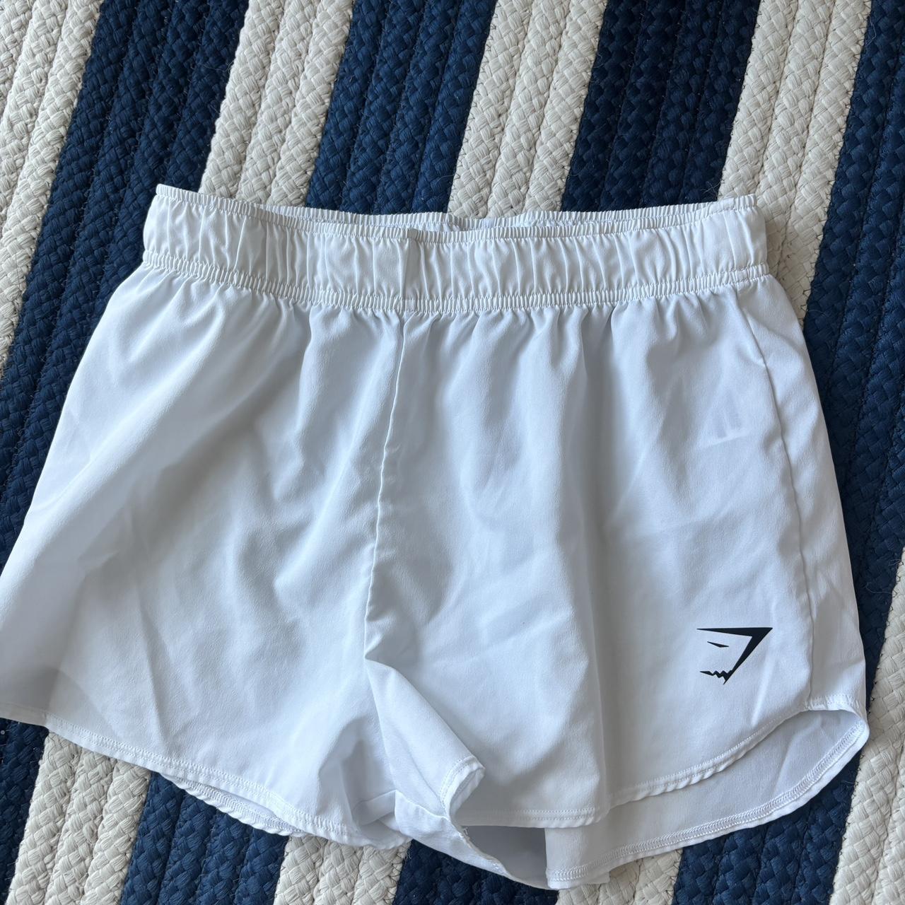 white gymshark running shorts So flowy Size... Depop