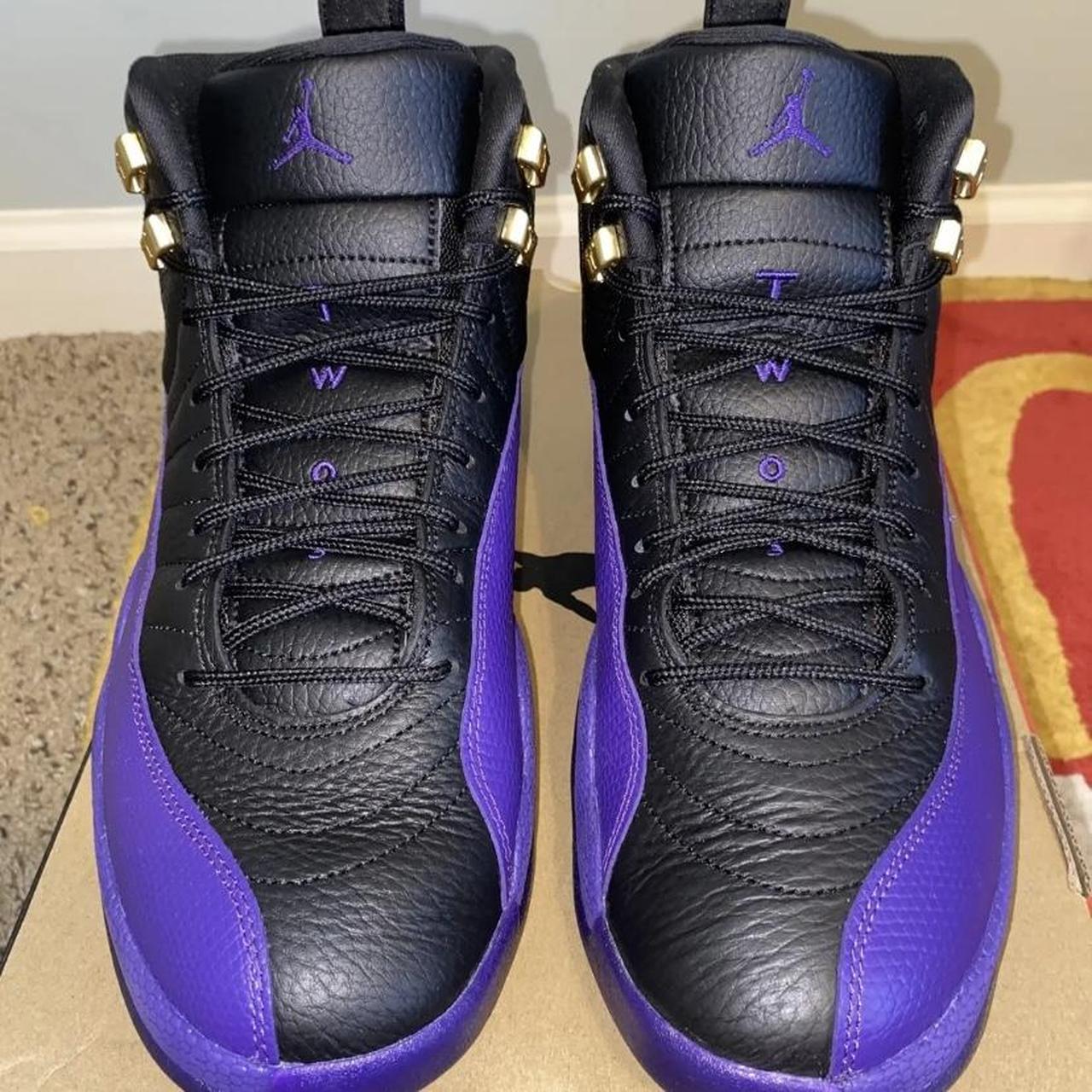 Purple Jordan 12 Black And Gold Men's Nike Air Jordan 12