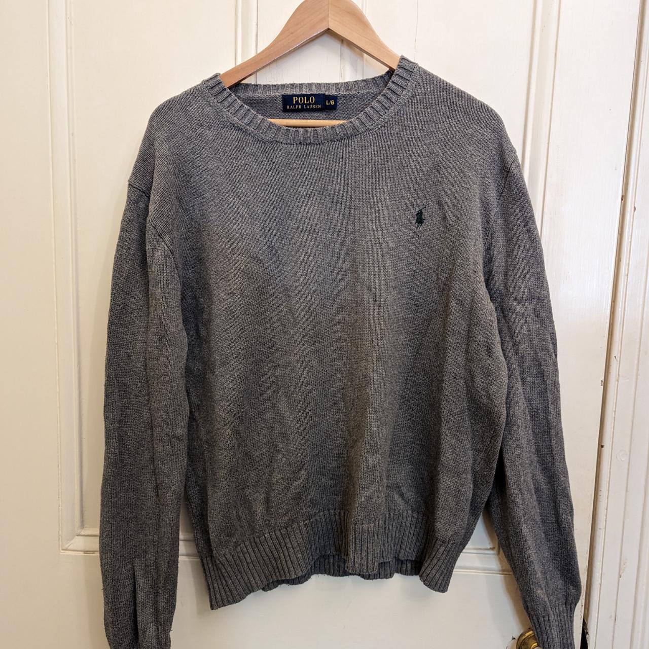 Grey Ralph Lauren knit jumper Size L - Depop