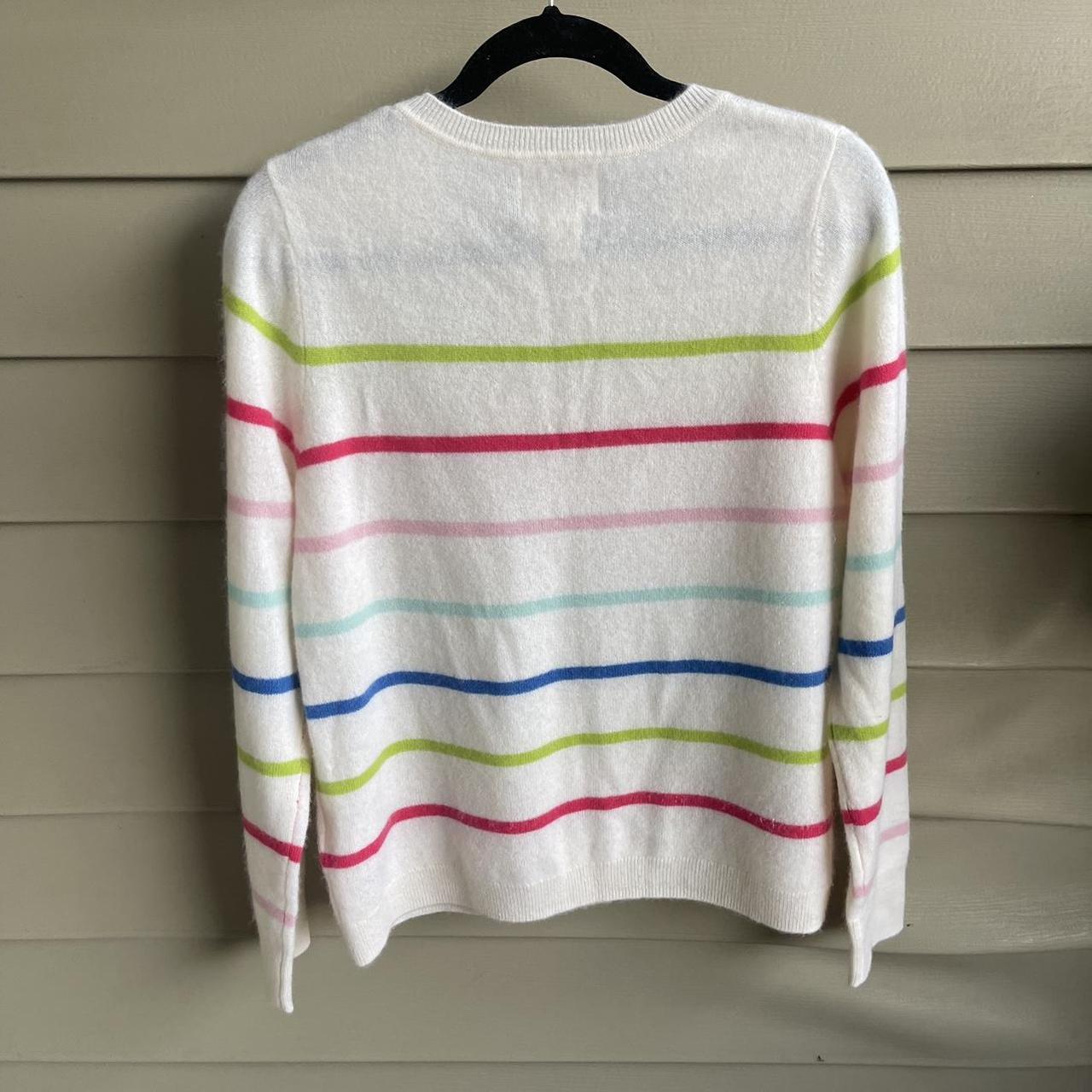 NWT shops Cynthia Rowley 2-Ply Cashmere Candy Striped Sweater Sz Large White Pink Y2K