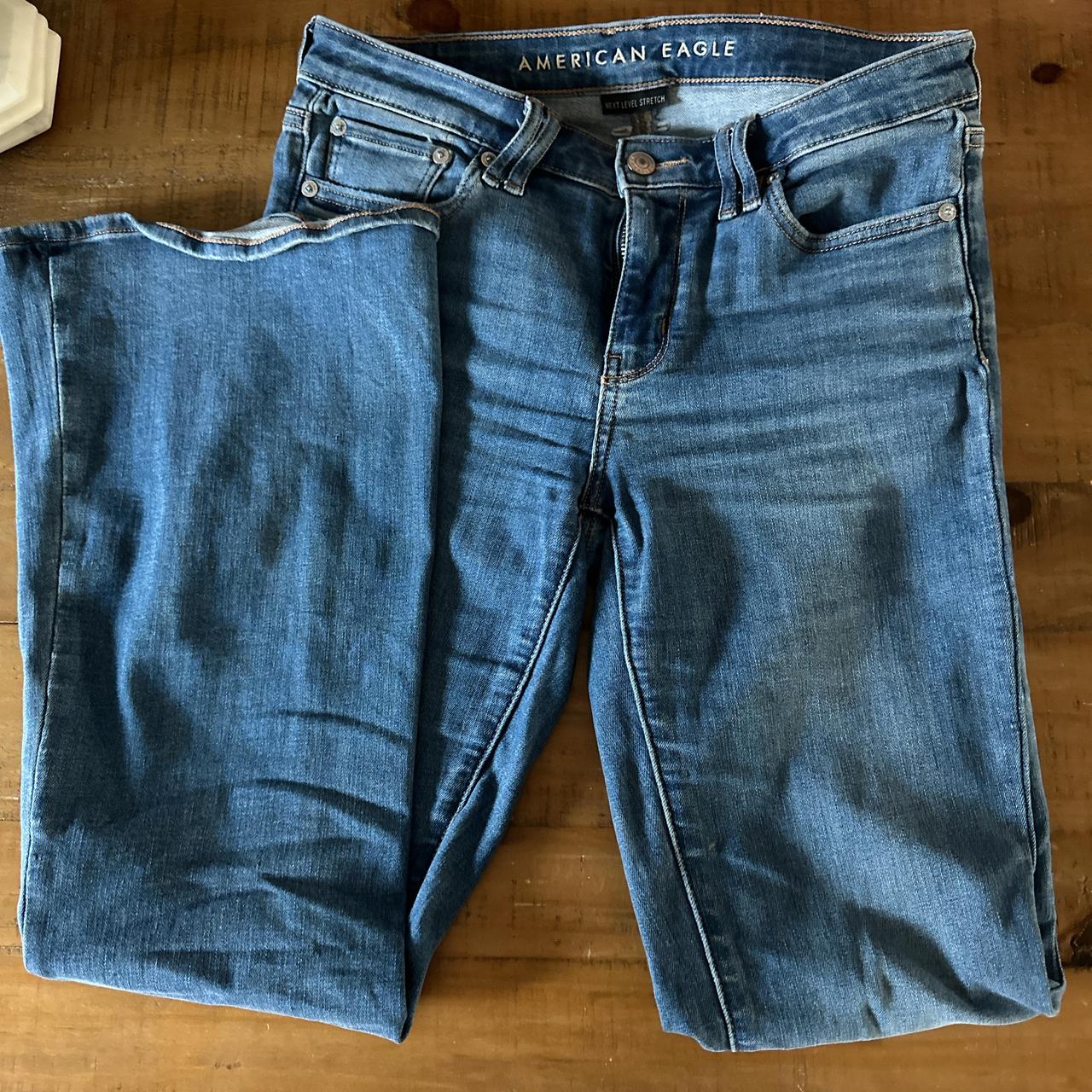 American Eagle low rise flare jeans in size 4 - Depop