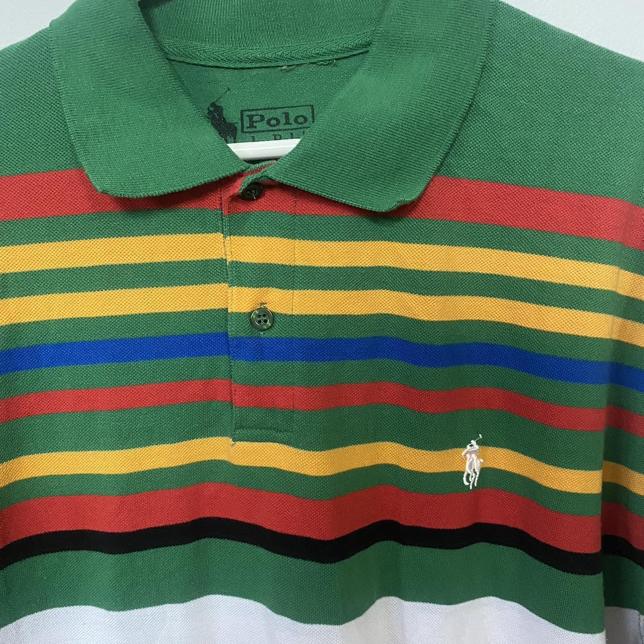 POLO RALPH LAUREN Men 2024 Small White Multi Classic Fit Rainbow Striped Polo Shirt