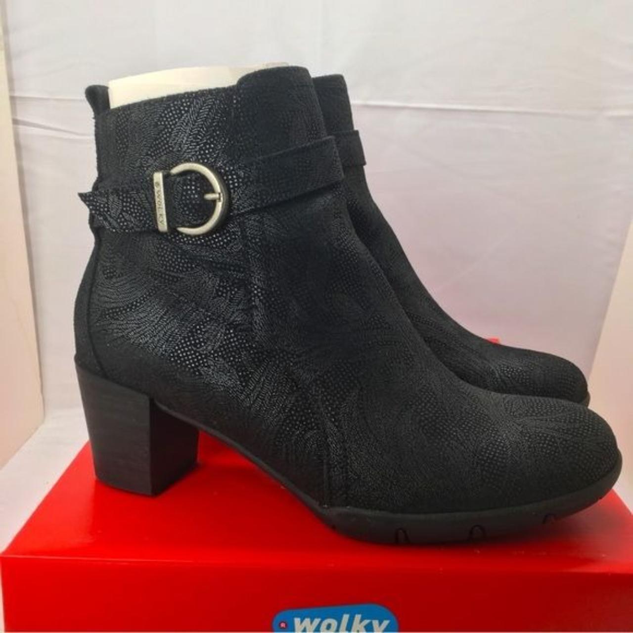 Wolky, Nampa, Black Palm Metal Suede Ankle Boots, US... - Depop