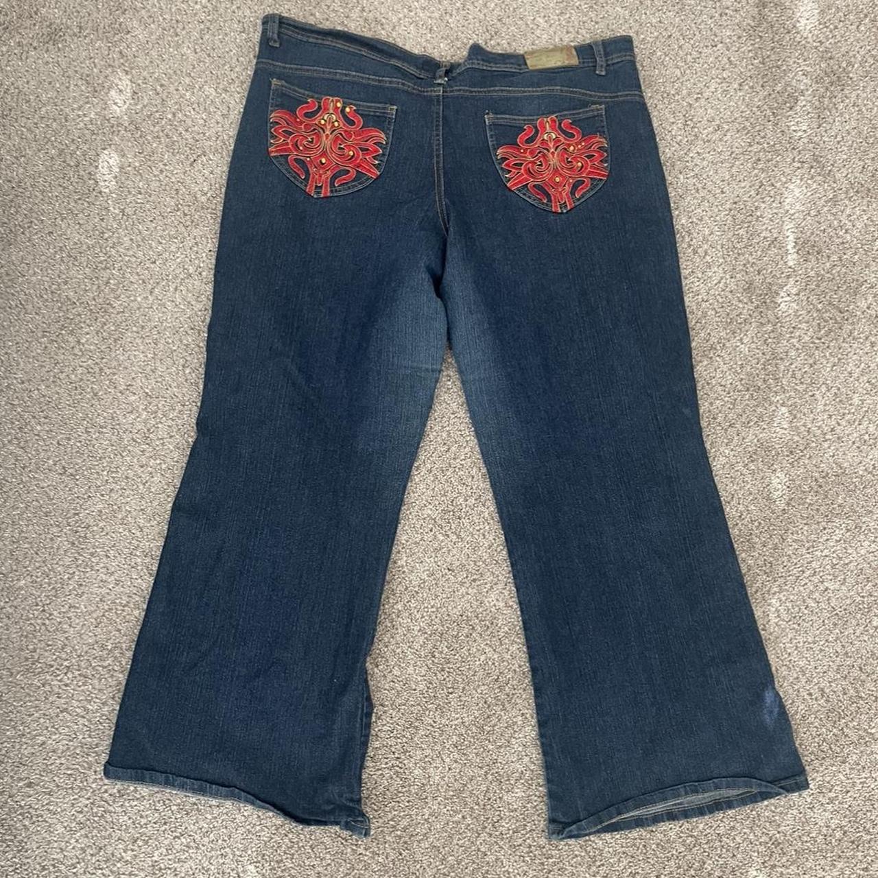 Blue pocket design baggy jeans - Depop