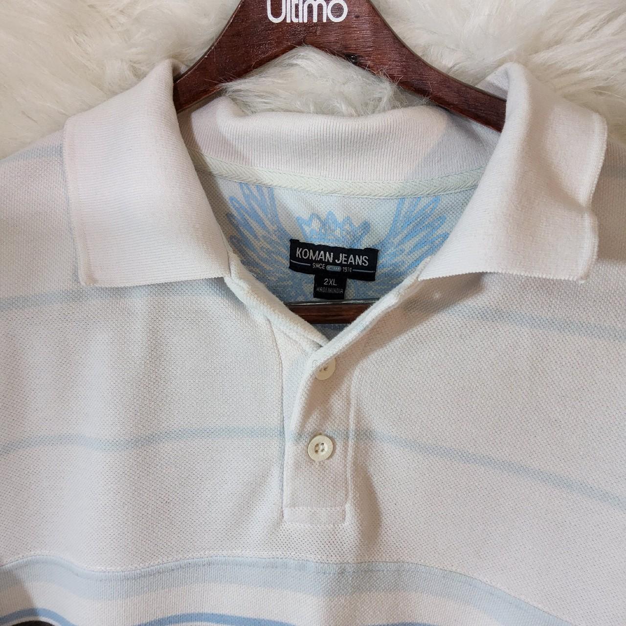 VTG 90s Y2K Koman Web polo shirt White Blue Stripe | Depop