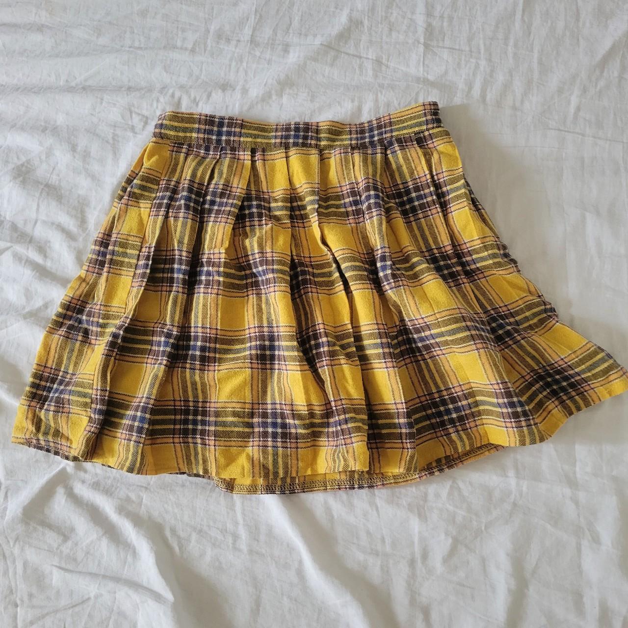 Yellow plaid skirt with zipper cheap