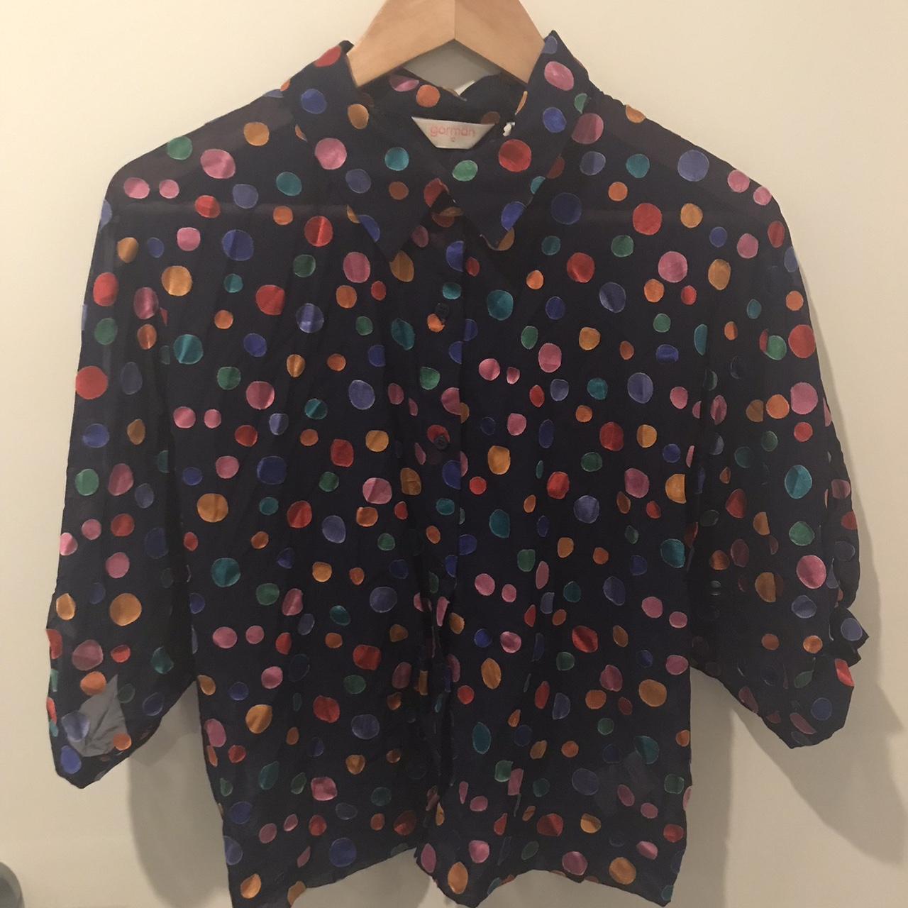 Gorman “rainbow flake” navy blouse. Only worn once.... - Depop