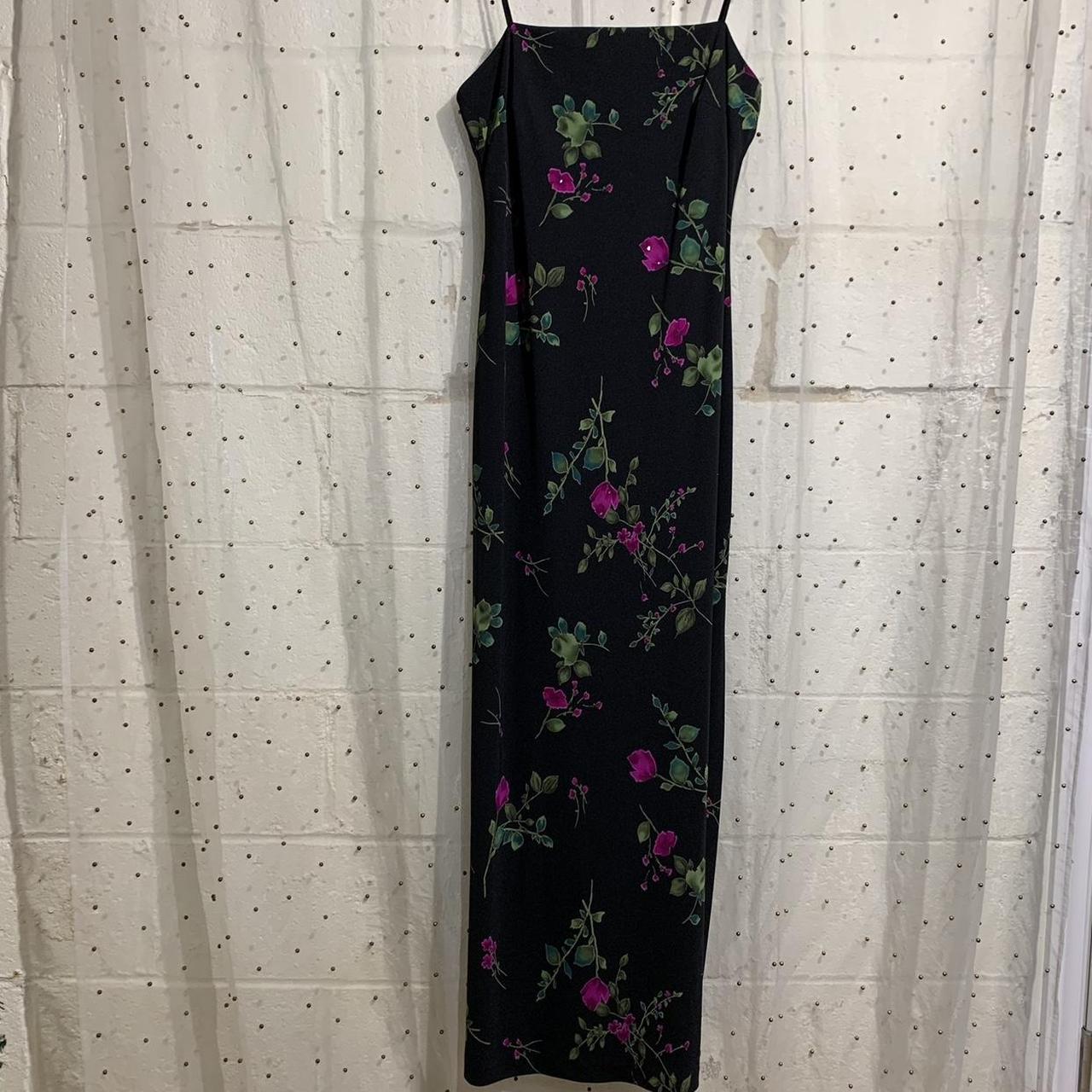 90’s whimsigoth Floral Studded maxi dress Size... - Depop
