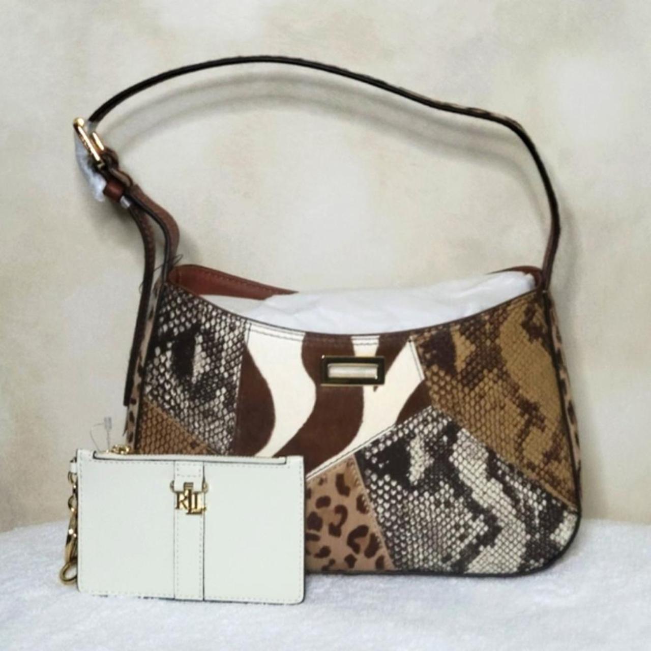 Lauren Ralph Lauren Bag Women Brown Leather Wrislet Zip Clutch Purse Casual  LRL | eBay