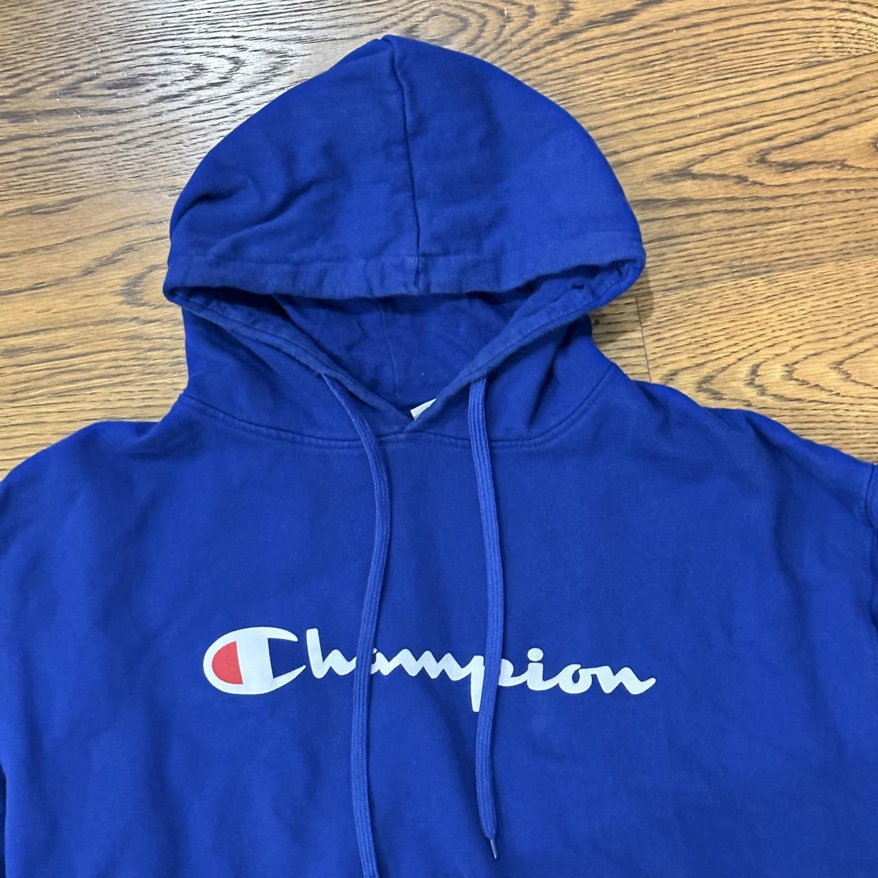 Champion brand Blue hoodie size 2XL - Depop