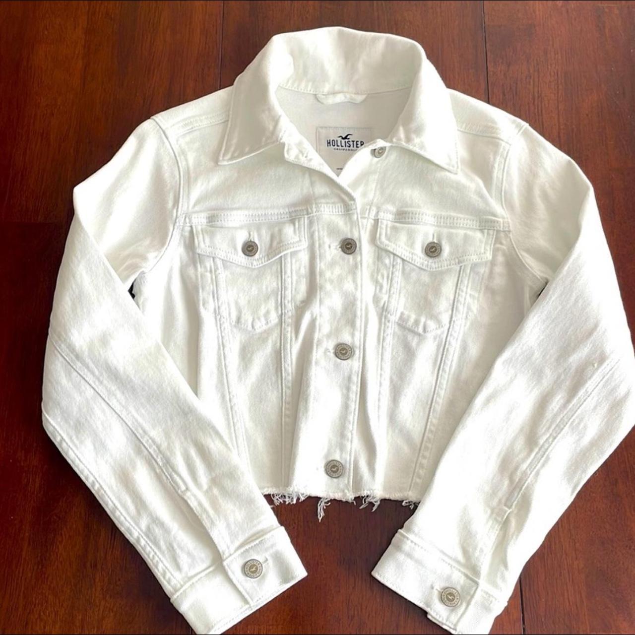 Hollister white deals jean jacket