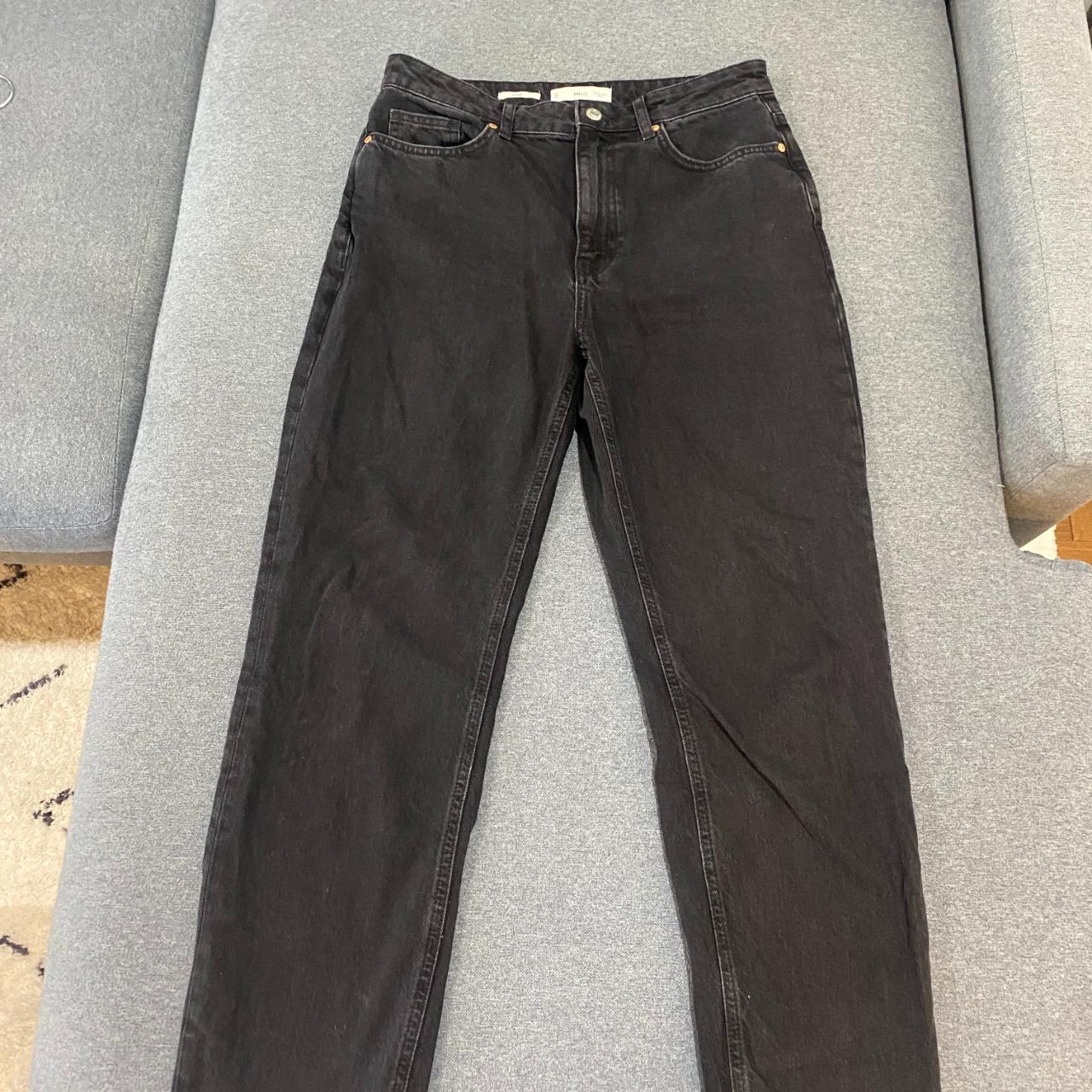 MANGO frayed high-waisted straight jean, size 8 - Depop