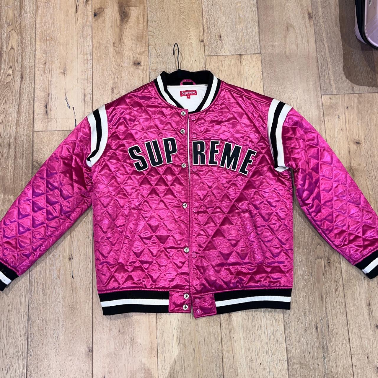 Supreme Quilted Satin Varsity Jacket