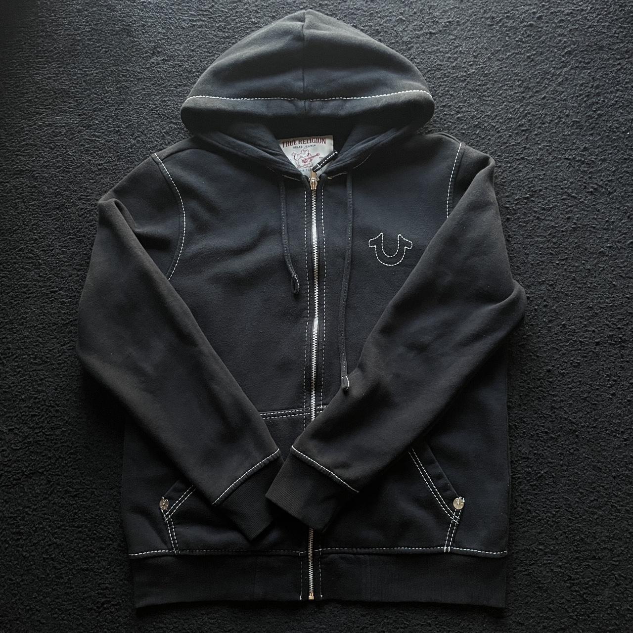 sick black big t zip hoodie ひ Depop