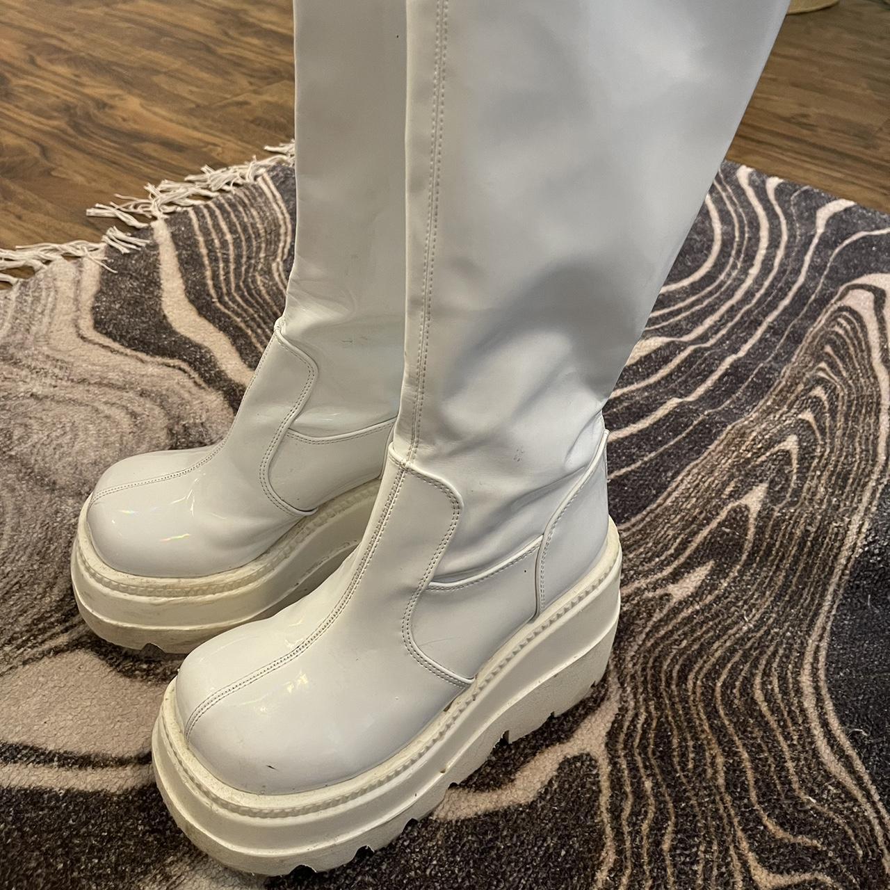 demonia white platform boots
