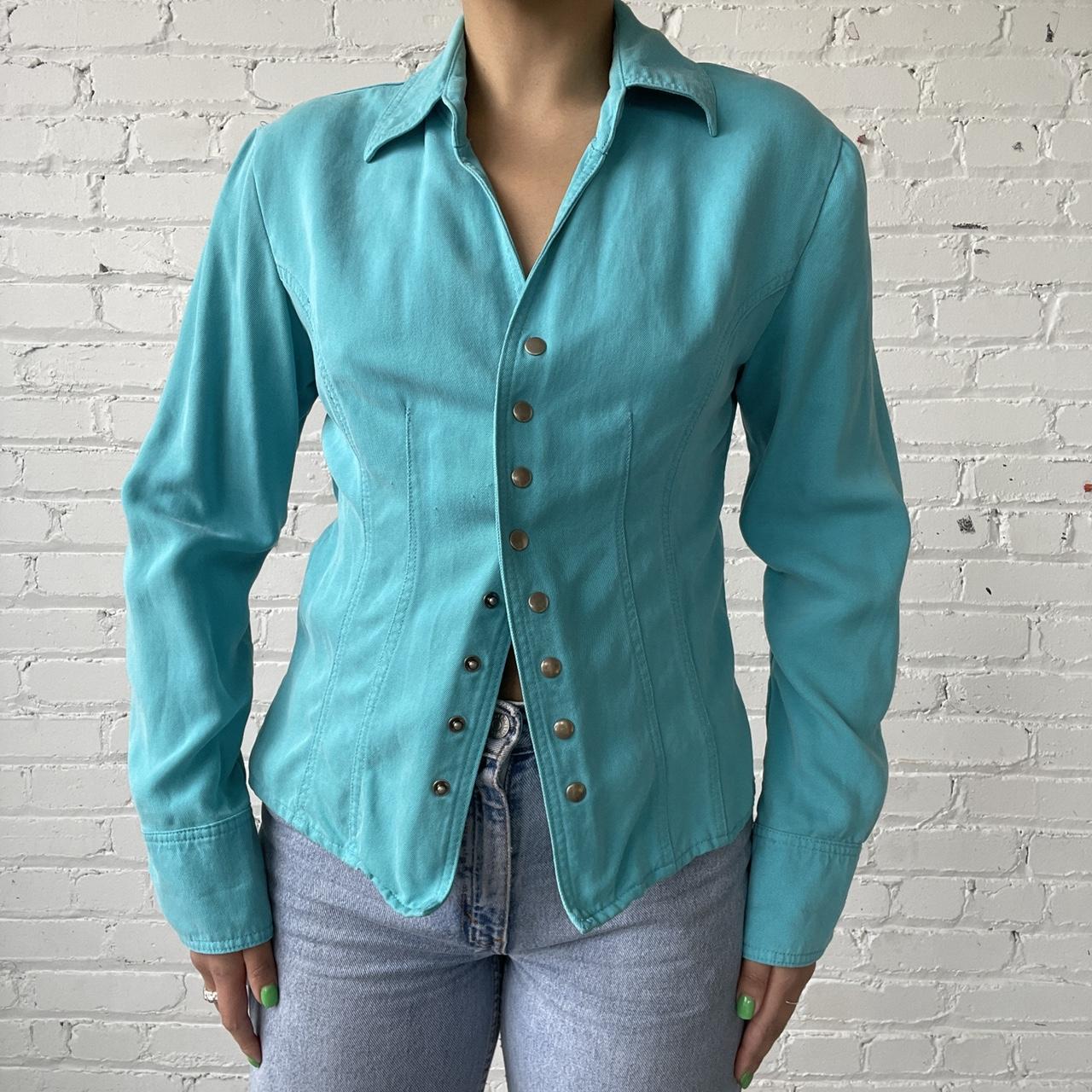 Coldwater Creek Women S Blue And Navy Shirt Depop