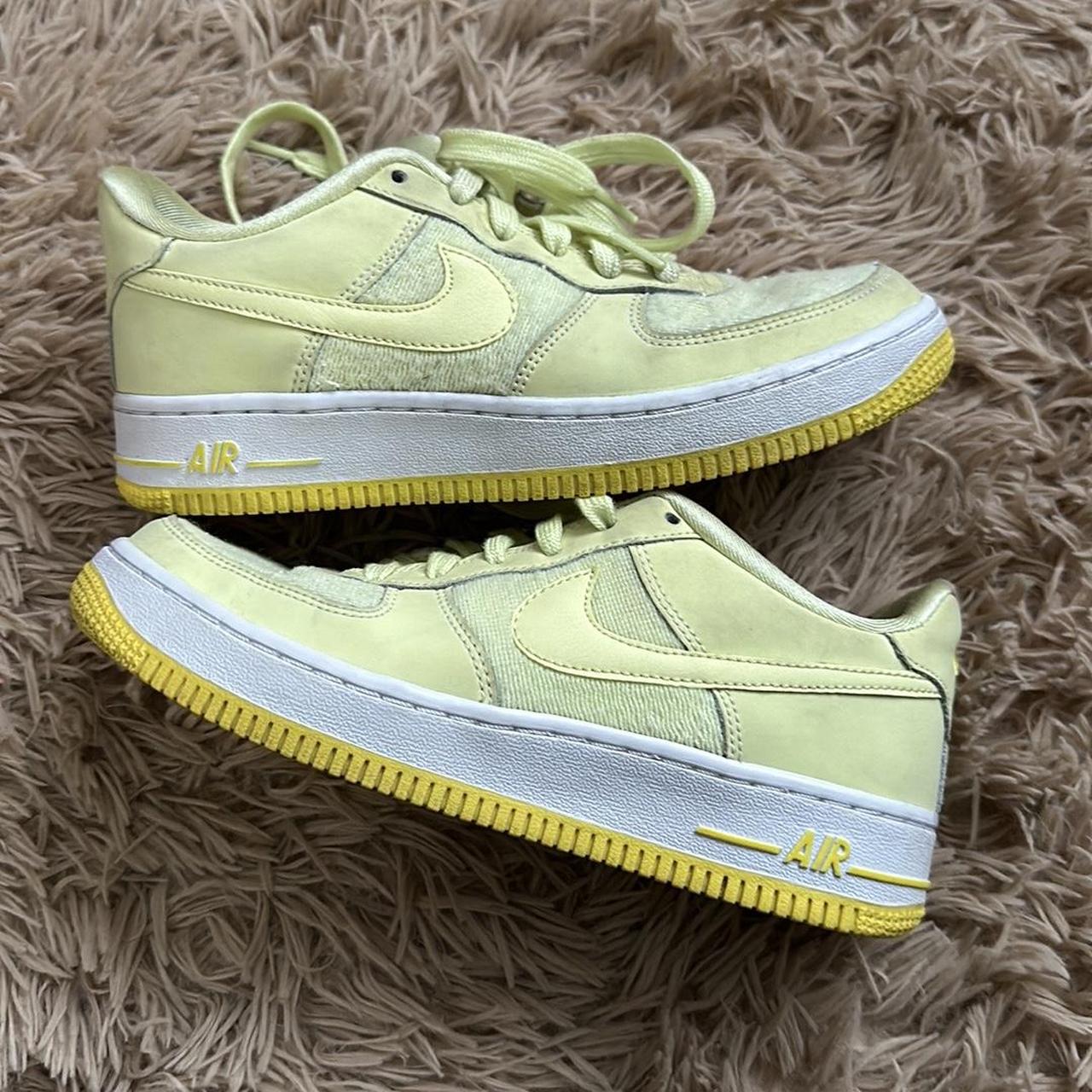 RARE Nike Yellow Terry AF1 with glitter hue Size 5. Depop