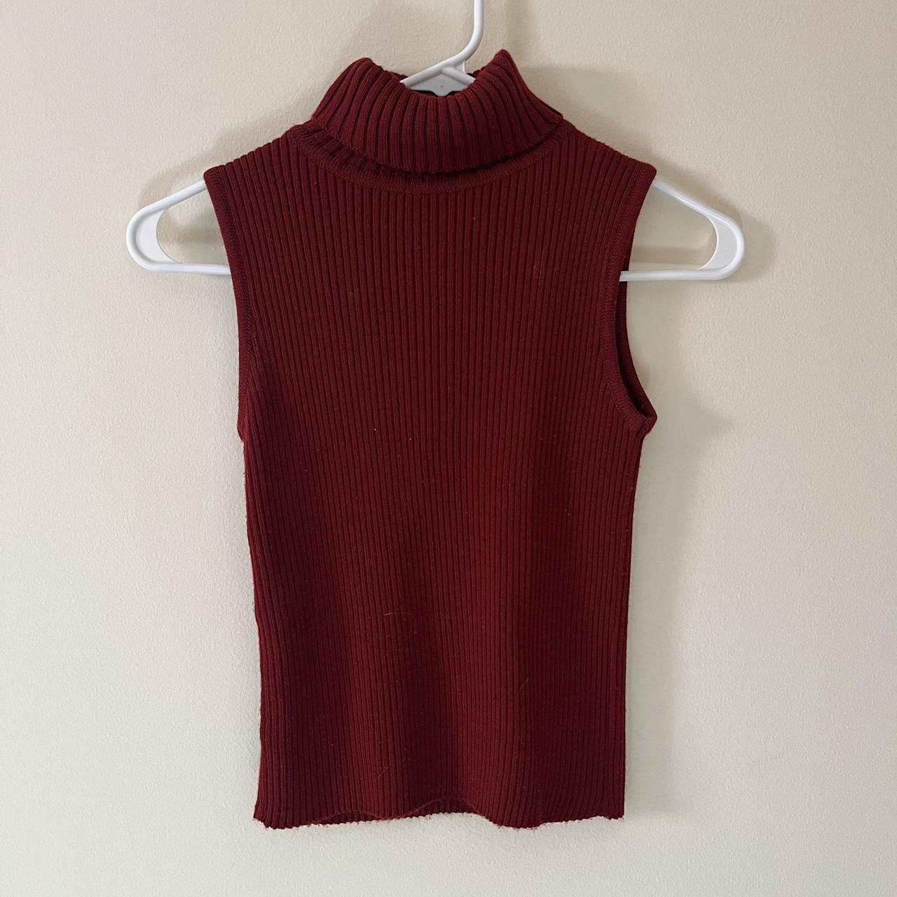Red turtleneck ribbed tank sweater vintage from the... - Depop
