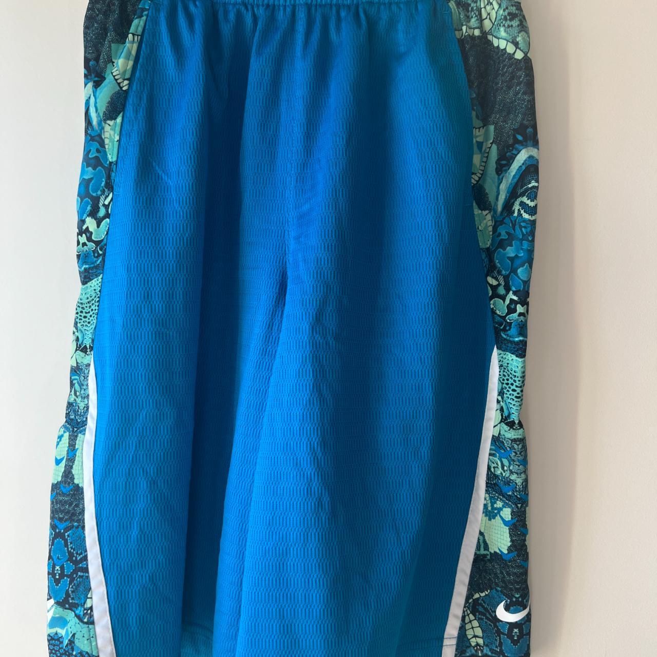 Nike Short Blue with geo design side, Size XL(see... - Depop