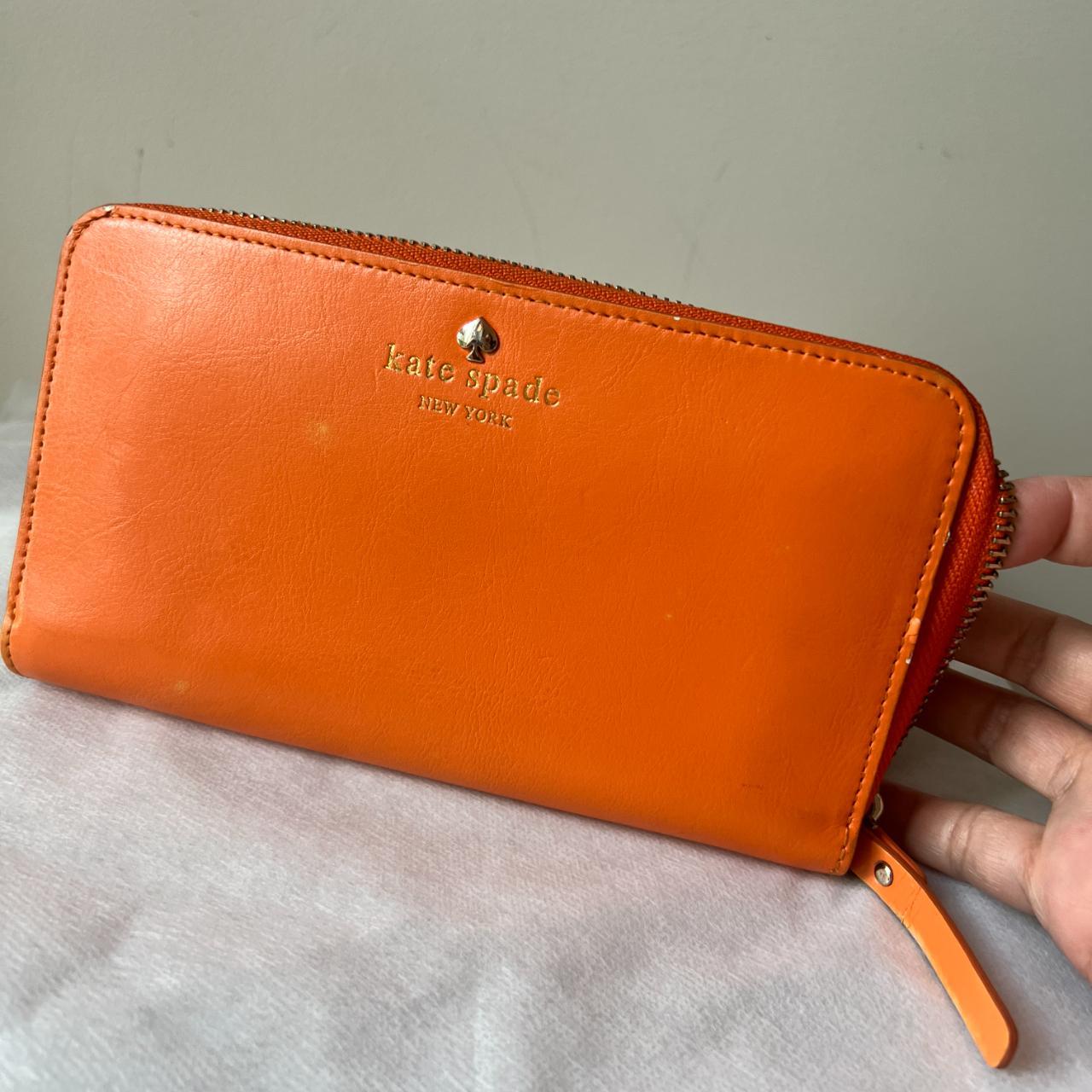 Coral Kate Spade Wallet Orange with 12 card slot and... Depop