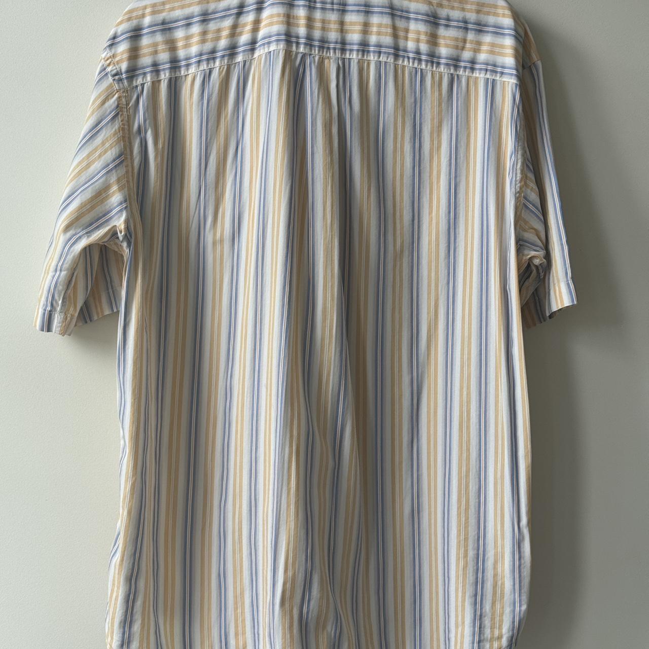 Lacoste Short Sleeve Shirt Button Down stripes... - Depop