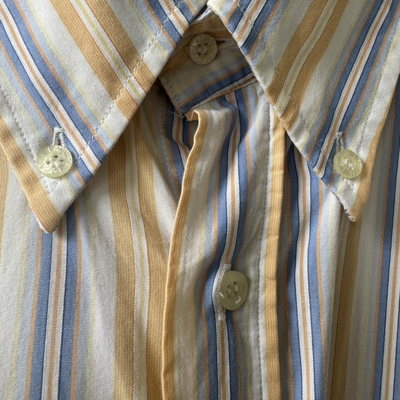 Lacoste Short Sleeve Shirt Button Down stripes... - Depop