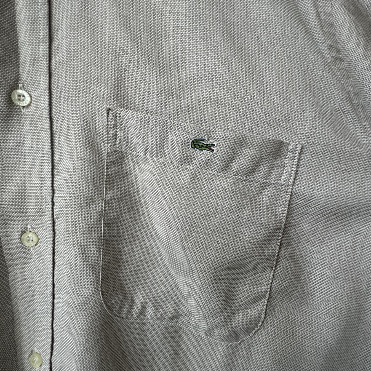 Lacoste Short Sleeve Shirt Button Down Brown Size... - Depop