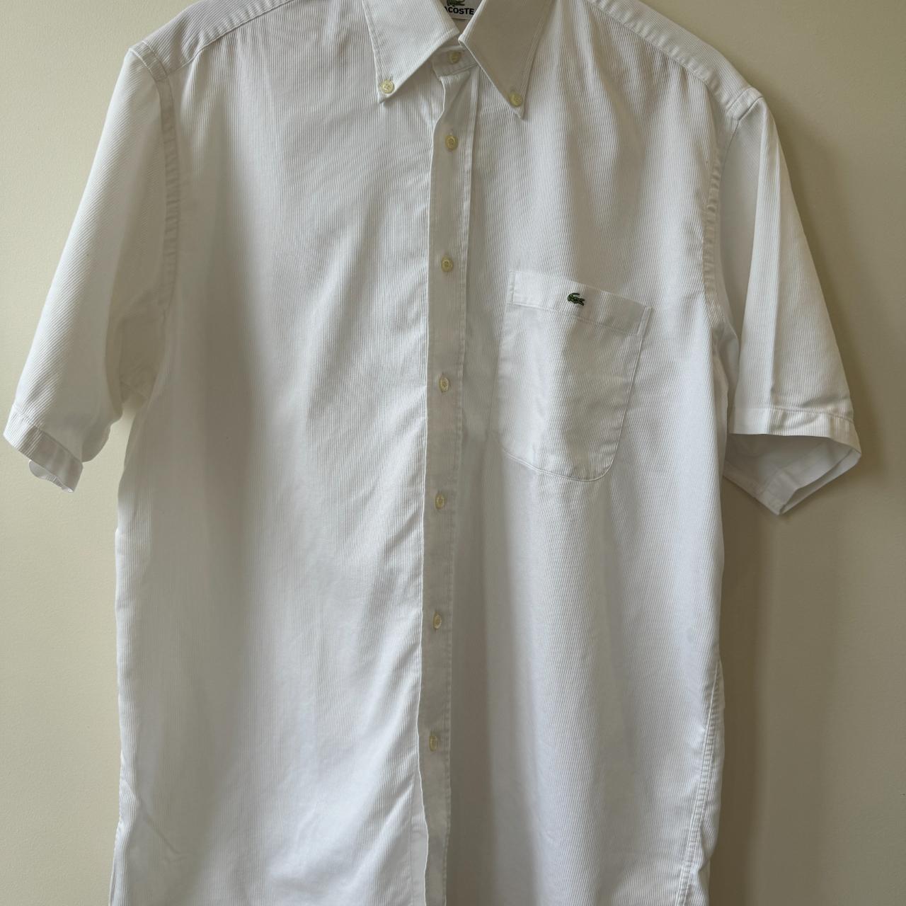 Lacoste Short Sleeve Shirt Button Down White size 44... - Depop