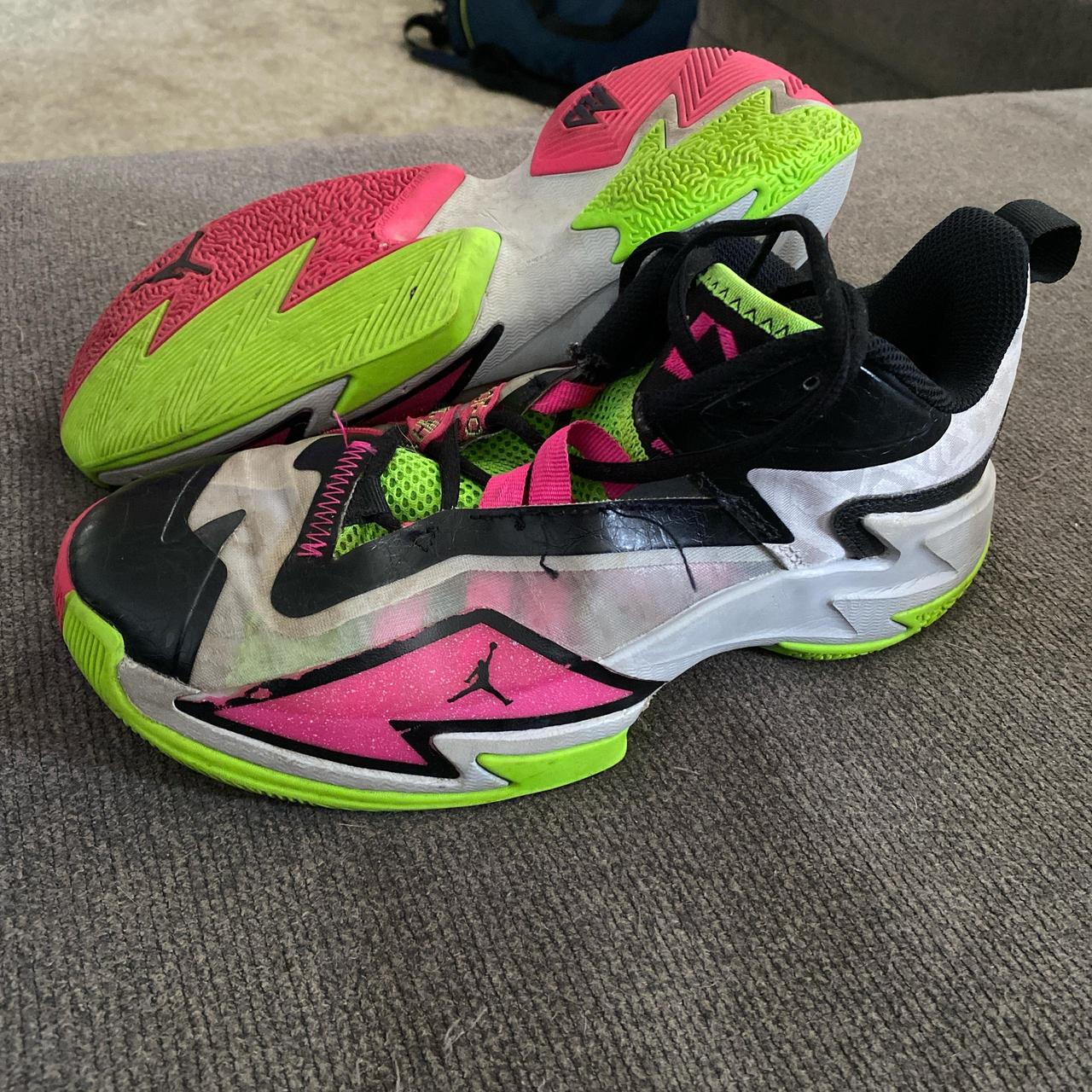 Basketball Shoe Neon Green And Pink Jordans They're Multicolored - Main Image