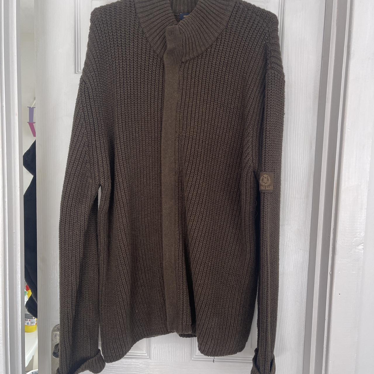 Men’s khaki Henry Lloyd knitted cardigan XXL - Depop