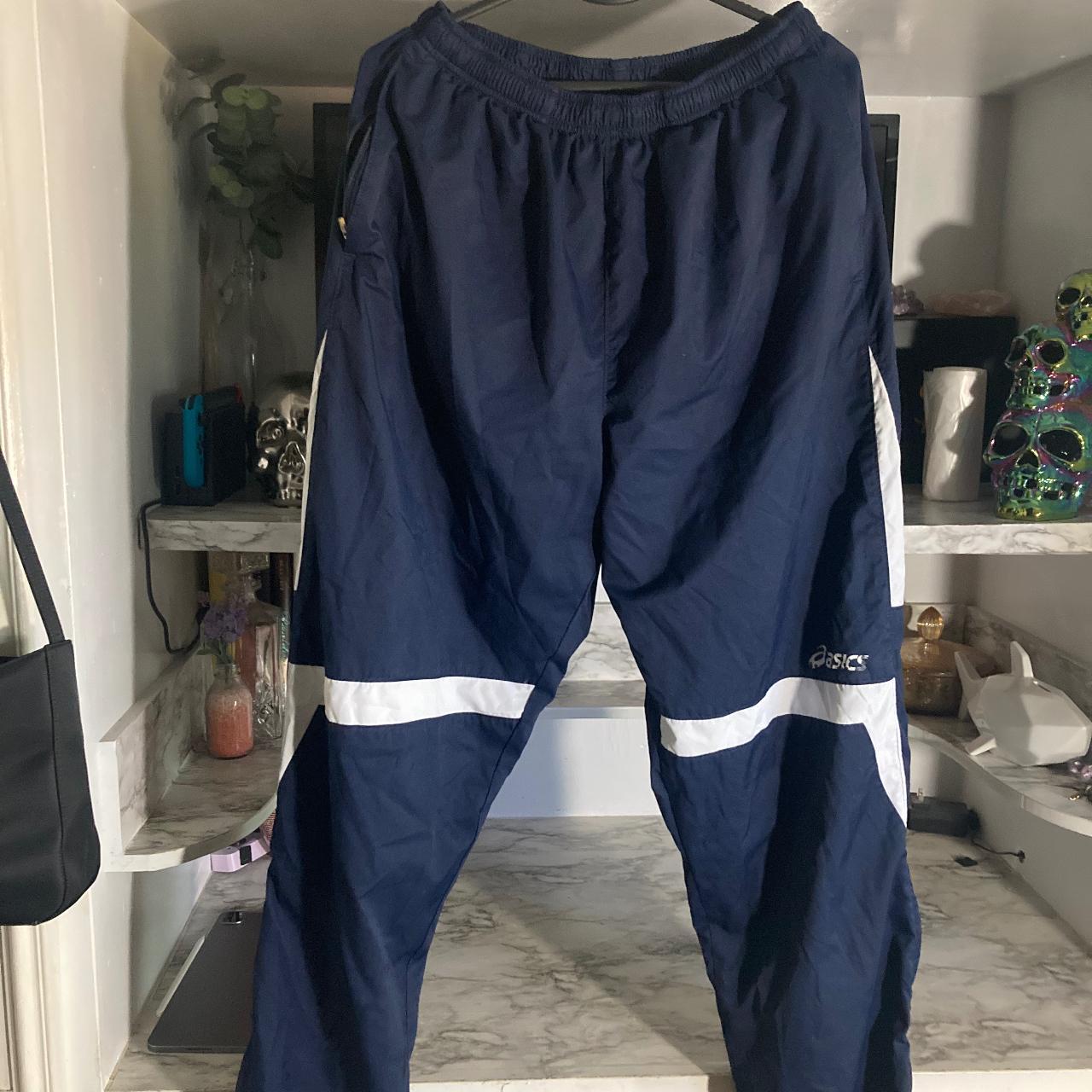 oasics tracksuit pants. oasis logo on leg is peeling... - Depop