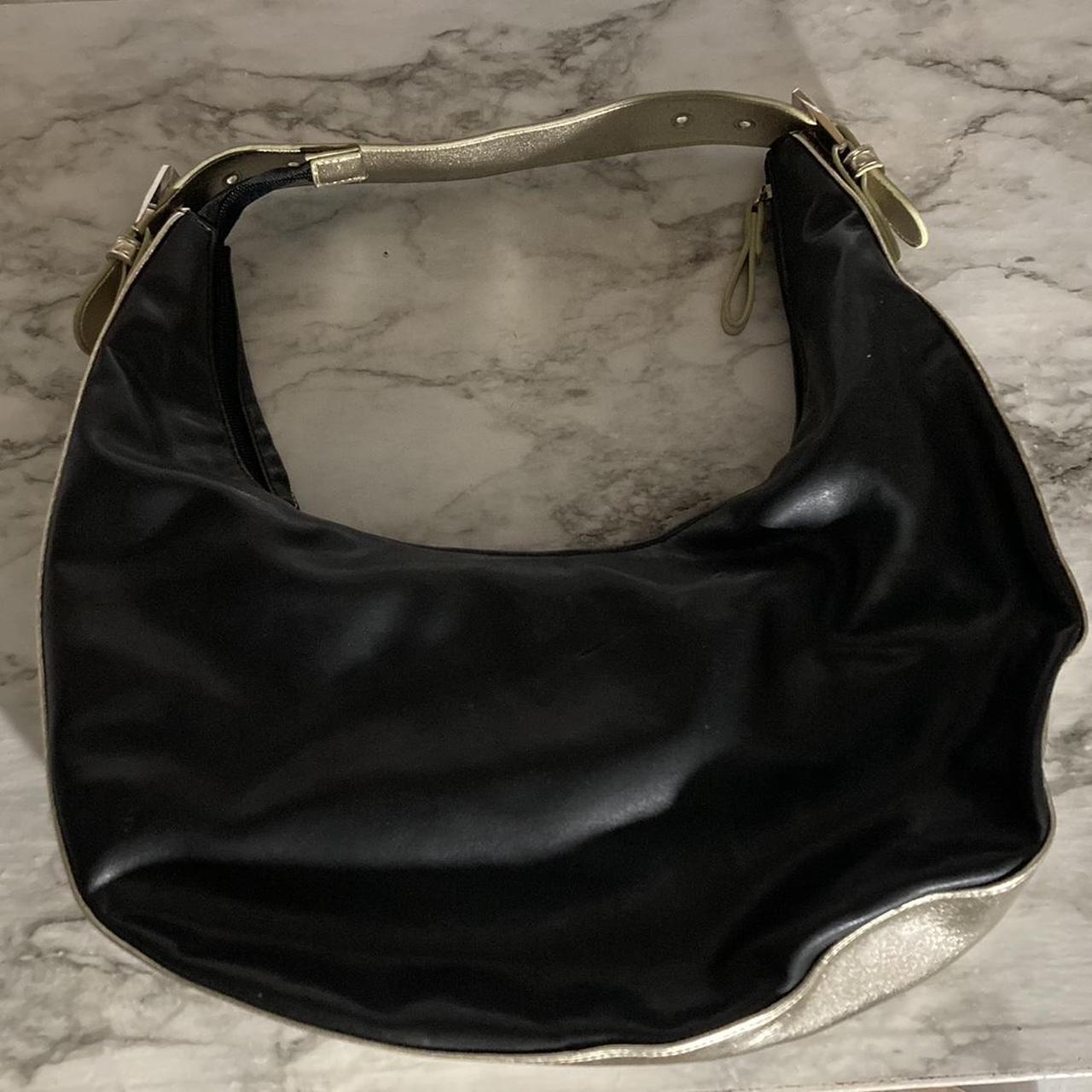 Y2K hobo shoulder bag. Black and gold. in great... - Depop