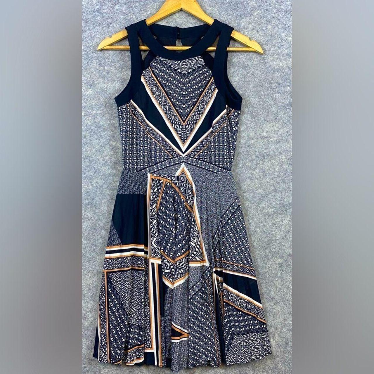 Warehouse Dress Size 4 Black White Geometric A-Line... - Depop