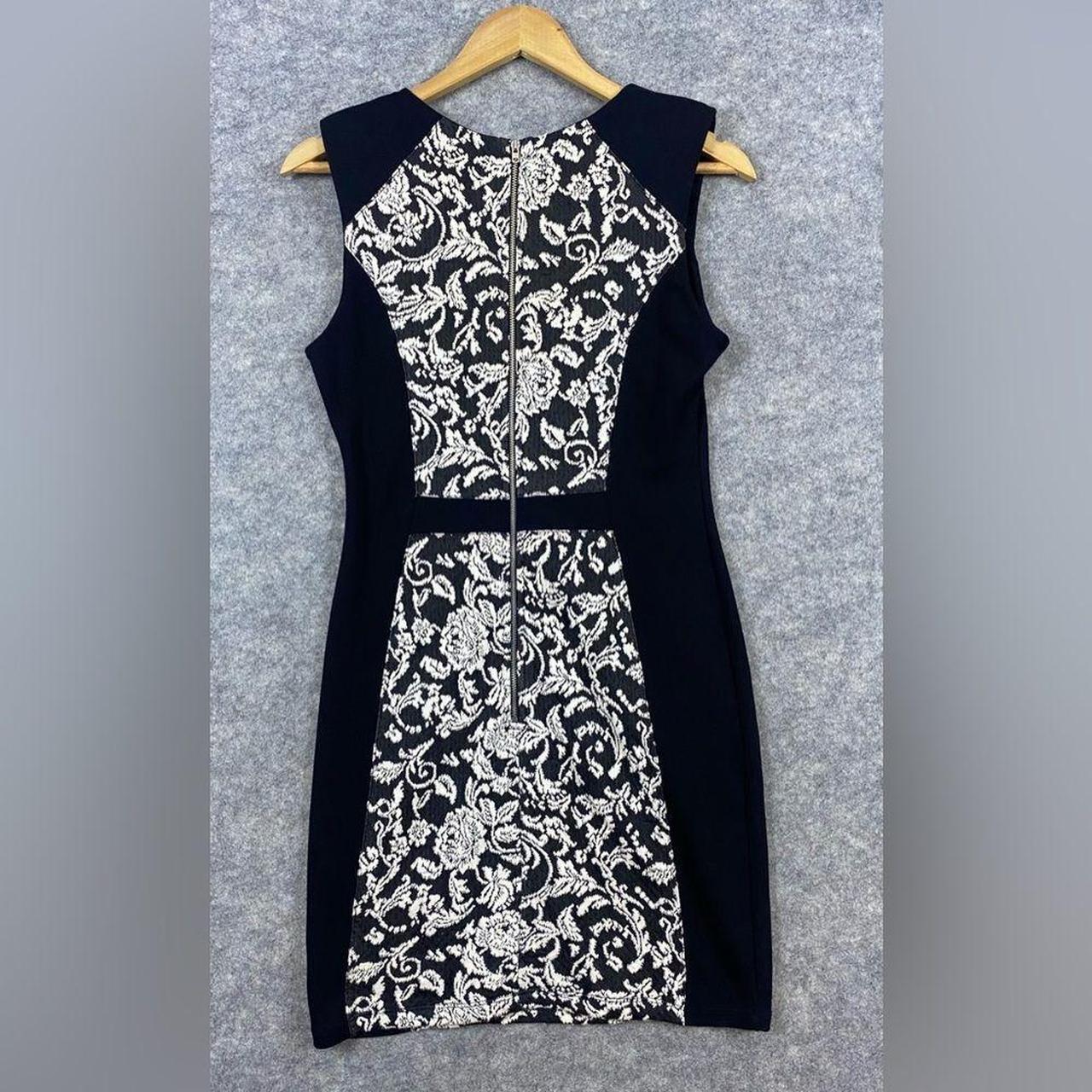 Warehouse Dress 8 Black White Floral Sheath... - Depop