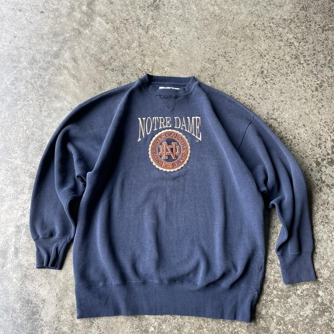 Vintage Notre Dame embroidered deals 90’s crewneck sweatshirt size small oversized