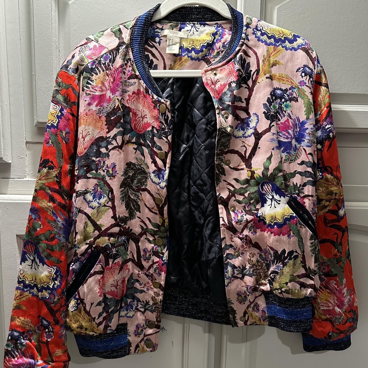 H M Reversible Floral bomber jacket with quilted. Depop