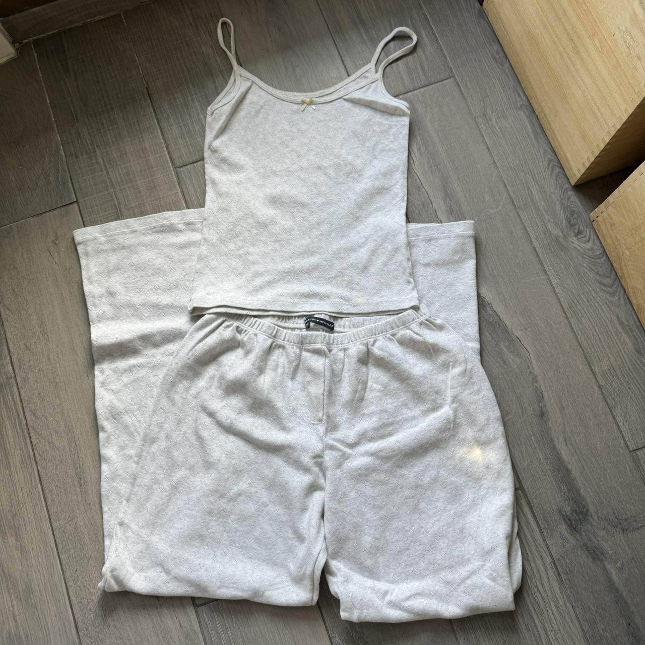 Brandy melville heart pointelle pj set in gray Depop