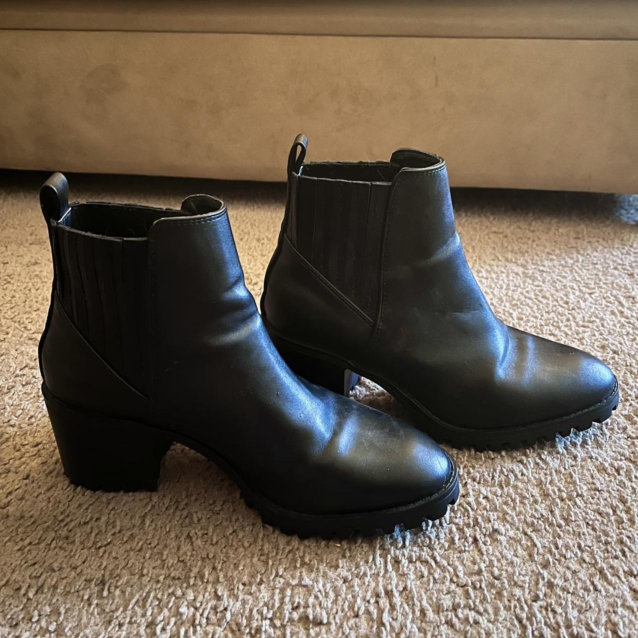 zara black boots worn once, in almost new... - Depop